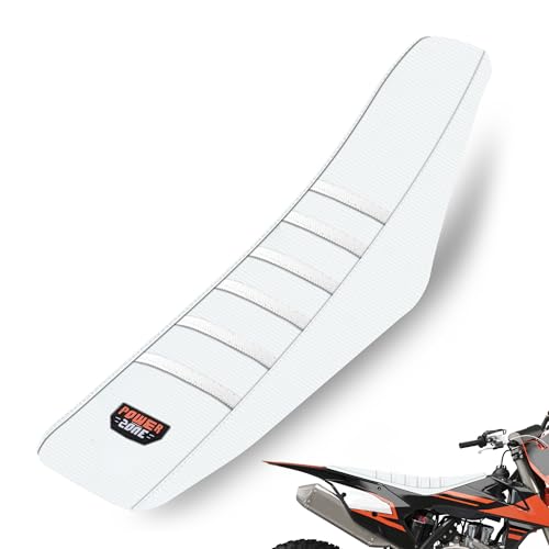 MCHMFG Universal Ribbed Dirt Bike Seat Cover - Gripper Soft Seat Cover for Most Dirt Pit Bike Motorcycle (All White) - Image 1