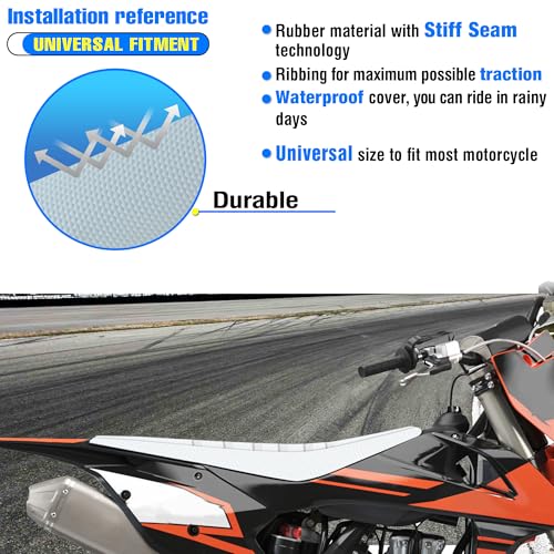 MCHMFG Universal Ribbed Dirt Bike Seat Cover - Gripper Soft Seat Cover for Most Dirt Pit Bike Motorcycle (All White) - Image 5