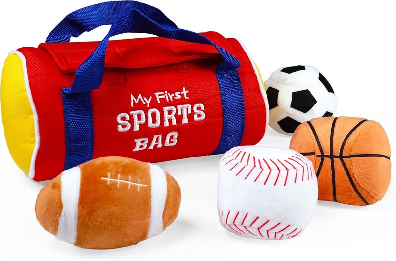 GUND Baby My First Sports Bag Stuffed Plush Playset, 5 Piece, 8" - Image 5