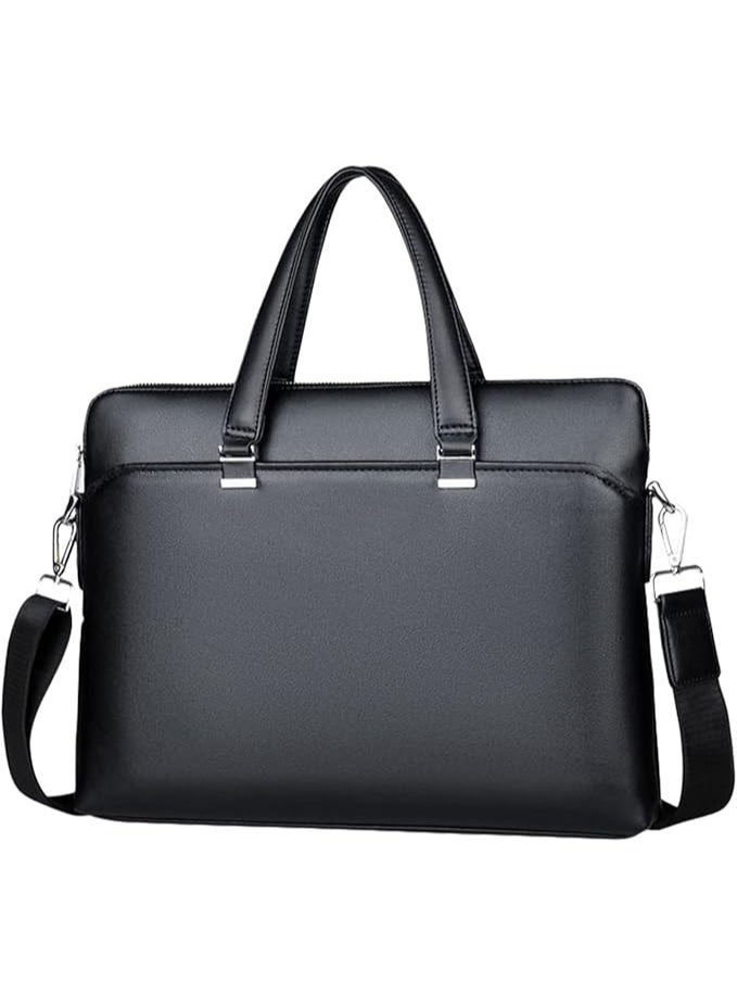 Leather Computer Briefcase for Men Messenger Bag for Office Business Satchel Bag Fits 14 Inch Laptop - Image 1