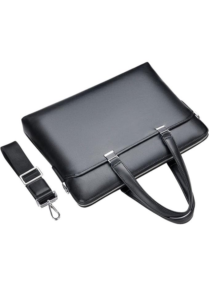 Leather Computer Briefcase for Men Messenger Bag for Office Business Satchel Bag Fits 14 Inch Laptop - Image 3