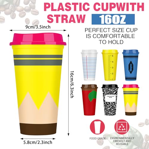 Skylety 12 Pcs Teacher Appreciation Gifts Teacher Gifts Bulk End of The Year Teachers Deals Reusable Plastic Coffee Cup with Lid for Back to School Party Decorations Elegant - Image 3