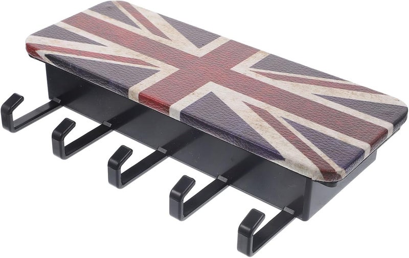 Vintage British Flag Adhesive Key Holder for Wall, Multi-Function Wall-Mounted Key Organizer Rack with Hooks for Entryway Storage and Mail Holder - Image 1