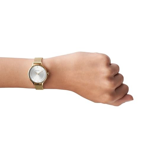Skagen Women's Anita Lille Three-Hand Gold Stainless Steel Mesh Band Watch (Model: SKW2150) - Image 4