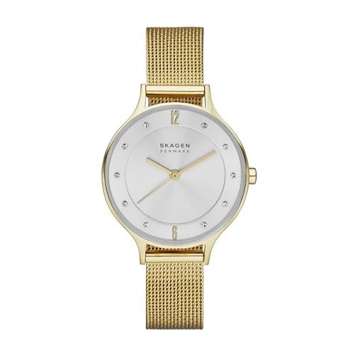 Skagen Women's Anita Lille Three-Hand Gold Stainless Steel Mesh Band Watch (Model: SKW2150) - Image 1