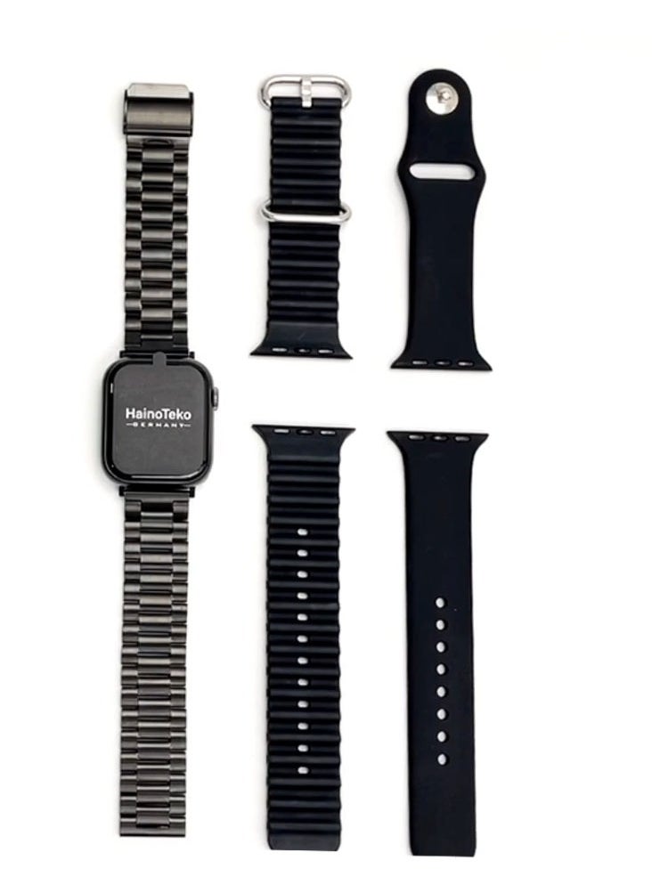 Haino Teko Haino Teko SQ11 Mini Smart Watch With Full Screen AMOLED Display Real Waterproof and 3 Pair Straps For Ladies and Gents Black  - Image 3