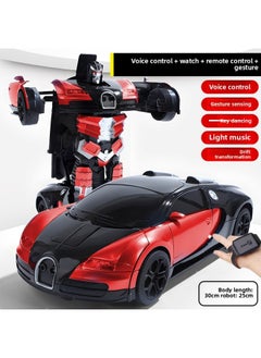 Gesture Induction Deformation Remote Control Car Children's Large Charging Racing King Kong Robot Boy Voice Control Toy-Color:Upgraded 2 Sets Of Batteries (90 Minutes Of Battery Life + Lifetime Warranty + Remote Control Screwdriver) - Large 28cm - Red - Gadi [remote Control + Gesture + Voice + Hand