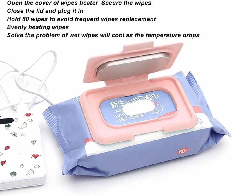 Betued USB Warms Baby Wipes Heating Box Baby Wipe WarmerPortable Baby Wipe Warmer for Travel Home Car Portable Diaper WipeWartable USB Wet Wipe Heater Baby - Image 3