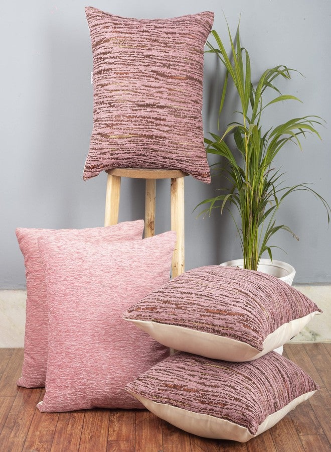 كازيمو طقم أغطية وسائد مستطيلة من قماش الجاكار من كازيمو، 5 قطع | مضاد للحساسية | قابل للغسل | أغطية وسائد أريكة ديوان لا تبهت، مناسبة لغرفة النوم وغرفة المعيشة (16 × 16 بوصة، وردي فاتح) - Image 1