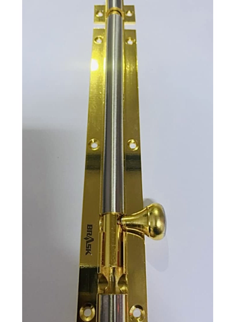 BRASK BRASK Brass Tower Bolt Matka KNOB 8 X 10 MM Silver Gold Finish 1 PC  - Image 2