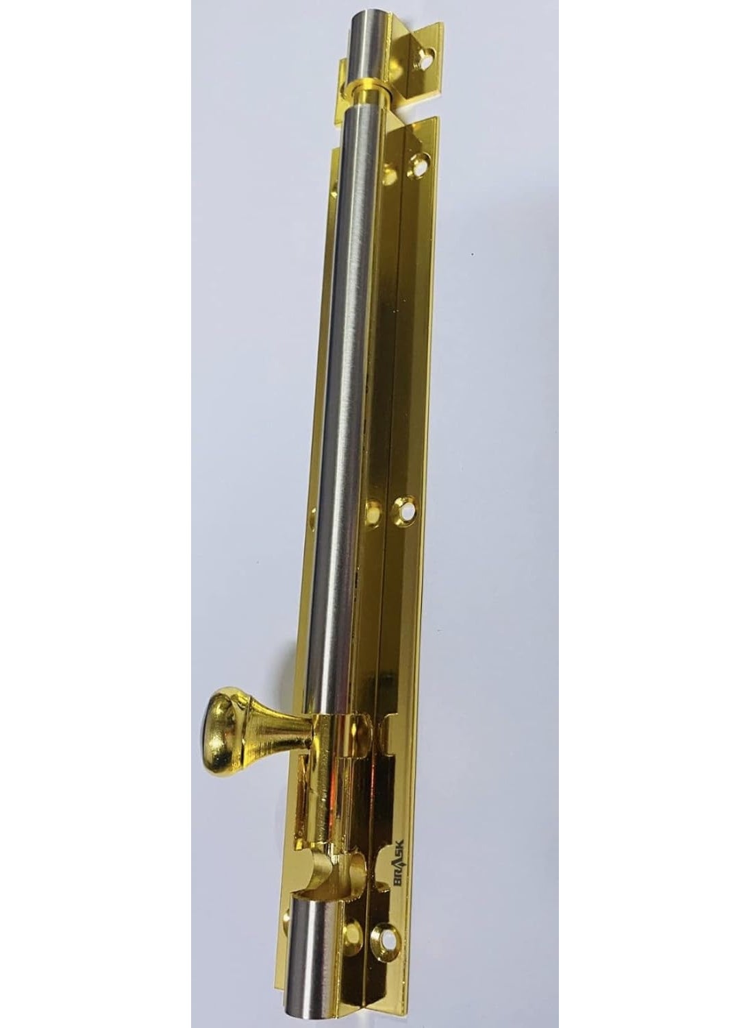 BRASK BRASK Brass Tower Bolt Matka KNOB 8 X 10 MM Silver Gold Finish 1 PC  - Image 1