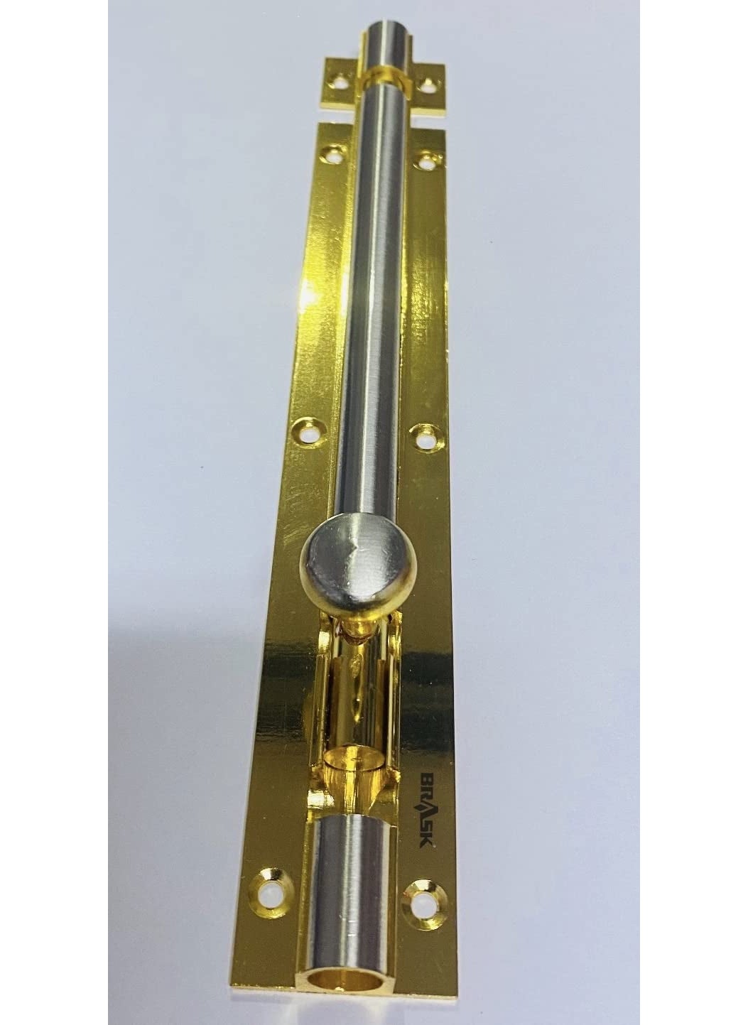 BRASK BRASK Brass Tower Bolt Matka KNOB 8 X 10 MM Silver Gold Finish 1 PC  - Image 3