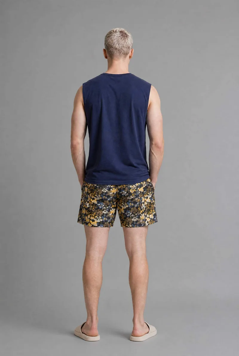 Defacto  Floral Print Yellow Long Swim Shorts for Men | Best Price UAE