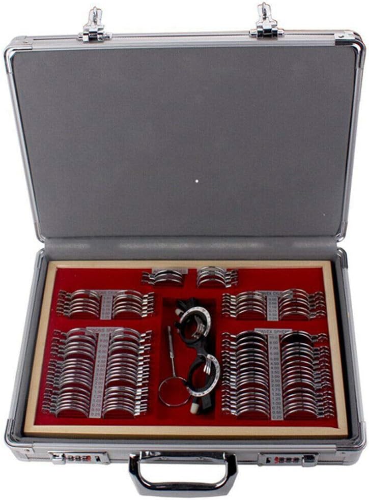 كلاراكو علبة تجارب طبية للعين من كلاركو، 104 قطعة، إطار معدني، عدسات، إطار تجريبي، عدسات تجريبية بصرية، غرفة قياس البصر - Image 1