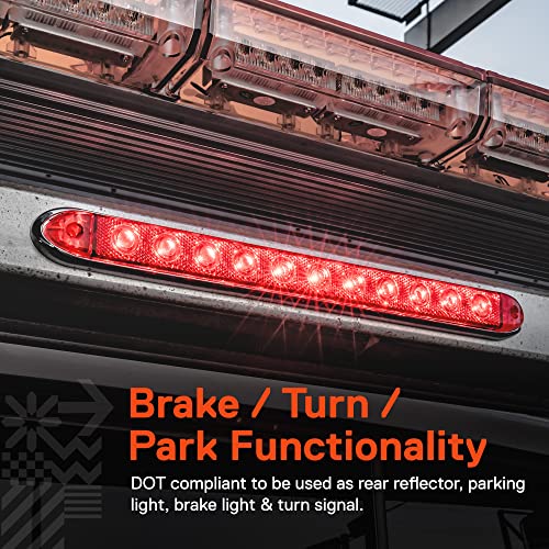ONLINE LED STORE TRUE MODS 16 Inch 11 Red 12V LED Trailer Light Bar Strip [DOT] [IP65 Waterproof] [Park Brake Turn Signal] Running Marker ID Rear Tail Lightbar for 80" Cargo Motorcycle Utility Marine Boat Trailers - Image 3