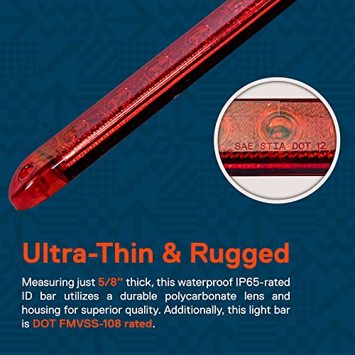 ONLINE LED STORE TRUE MODS 16 Inch 11 Red 12V LED Trailer Light Bar Strip [DOT] [IP65 Waterproof] [Park Brake Turn Signal] Running Marker ID Rear Tail Lightbar for 80" Cargo Motorcycle Utility Marine Boat Trailers - Image 5