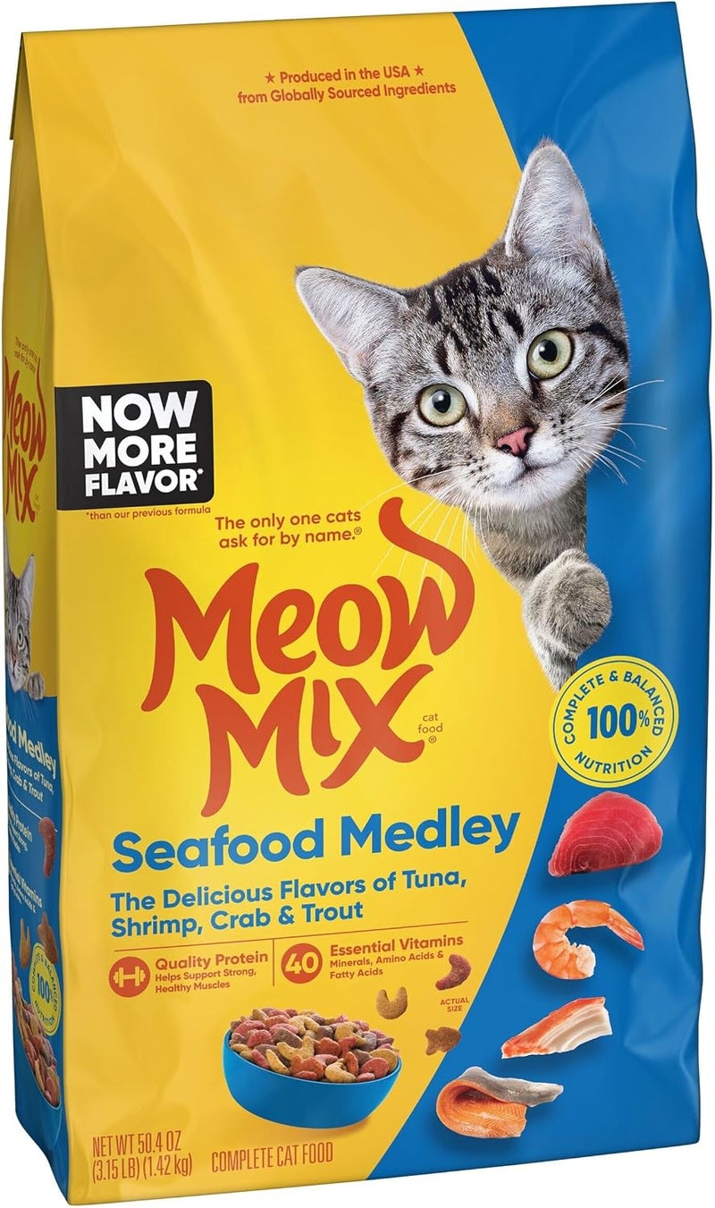 Meow Mix Seafood Medley Dry Cat Food, 1.42 kg - Tasty & Balanced Nutrition for Cats - Image 2