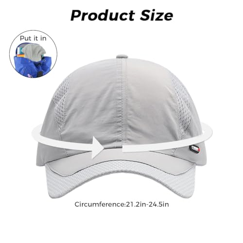 GUSTAVE® Caps for Men Original Breathable Cotton Adjustable Sun Protection Sport Cap for Men & Women for Golf, Cycling, Running, Gym & Outdoor Activities (22.1-24.4 Inch, Grey) - Image 2