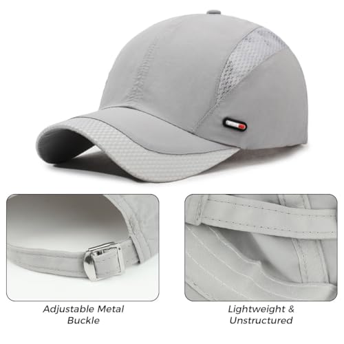 GUSTAVE® Caps for Men Original Breathable Cotton Adjustable Sun Protection Sport Cap for Men & Women for Golf, Cycling, Running, Gym & Outdoor Activities (22.1-24.4 Inch, Grey) - Image 4