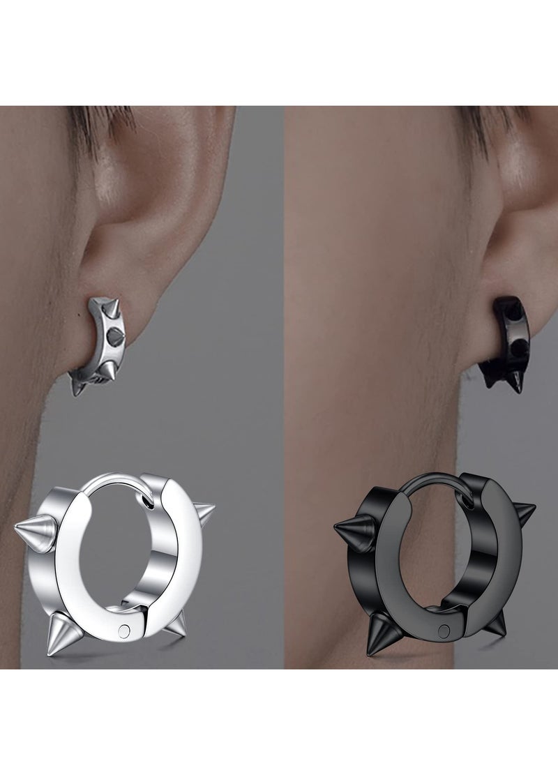KASTWAVE 4 Pairs Earrings for Men, Stainless Steel Earrings Kit for Men and Women Fashion Piercing Jewelry Dangle Hoop Earrings Set - Image 4