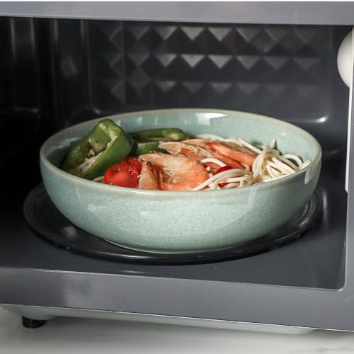 HVH 8.5 inch Large Pasta Bowls Set of 4, 46oz Big Salad Bowl Set of 4, Shallow Bowls, Dinner Bowls Set, Ceramic Bowls Set Microwave and Dishwasher Safe, Smooth glaze (Turquoise) - Image 5