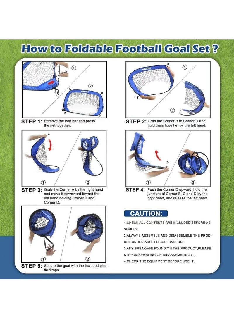 YQbest Kids Soccer Goal，4 in 1 Pop Up Kids Soccer Goal for Backyard，Indoor Outdoor Soccer Target Net for Improving Passing and Shooting Accuracy，Portable with Carrying Bag，Training Games for Children - Image 5