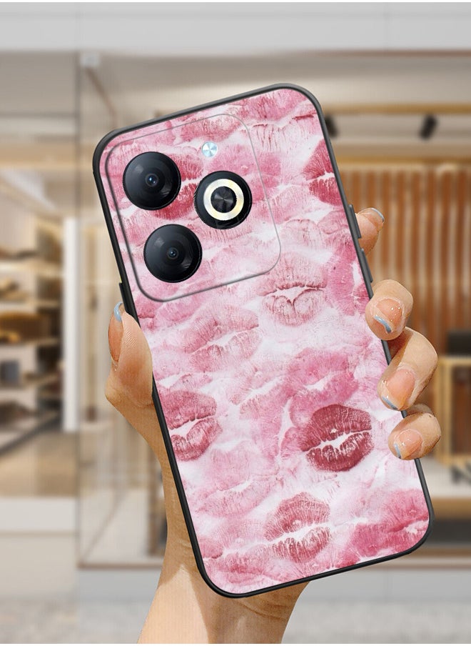Protective Shockproof Case Cover For Infinix Smart 8 Pink Lips Print Drawing