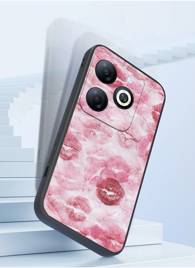 Protective Shockproof Case Cover For Infinix Smart 8 Pink Lips Print Drawing