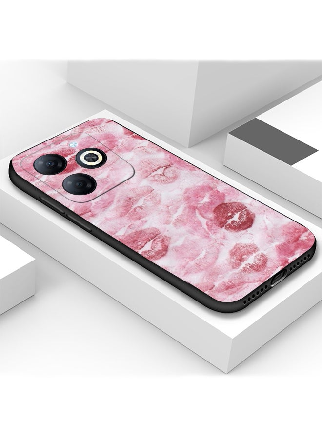 Protective Shockproof Case Cover For Infinix Smart 8 Pink Lips Print Drawing