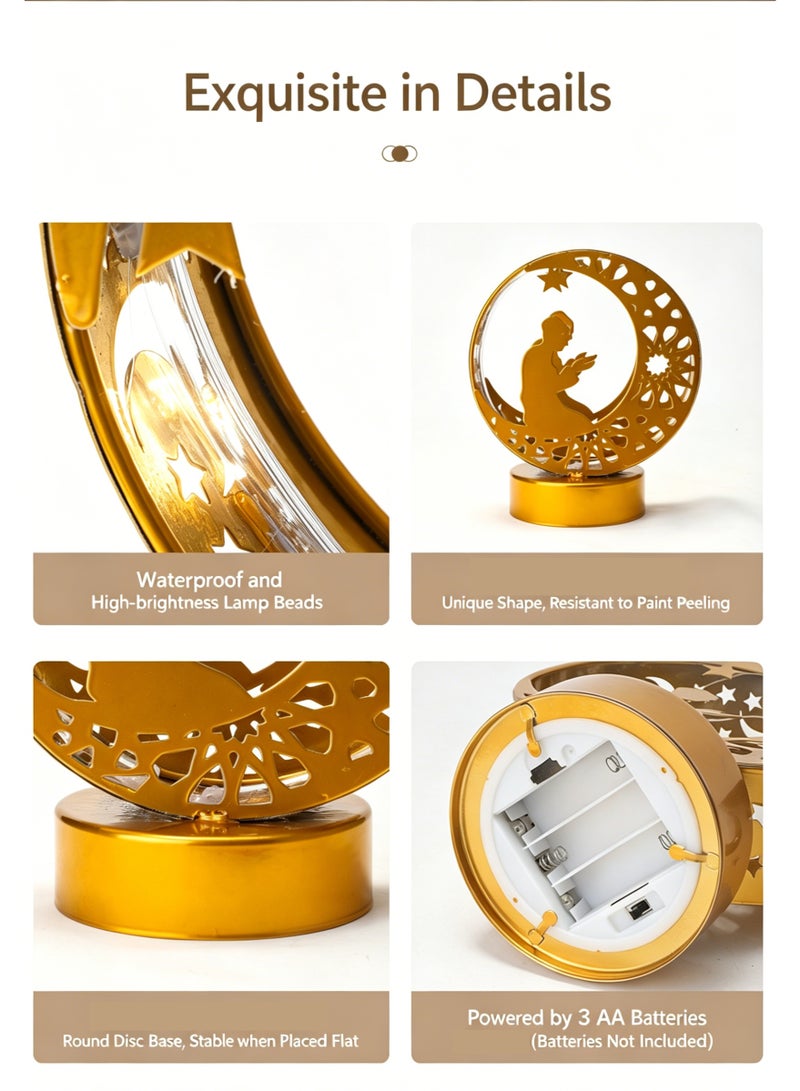 Golden Iron LED Decorative Moon Lamp with Islamic Castle Design - Image 3