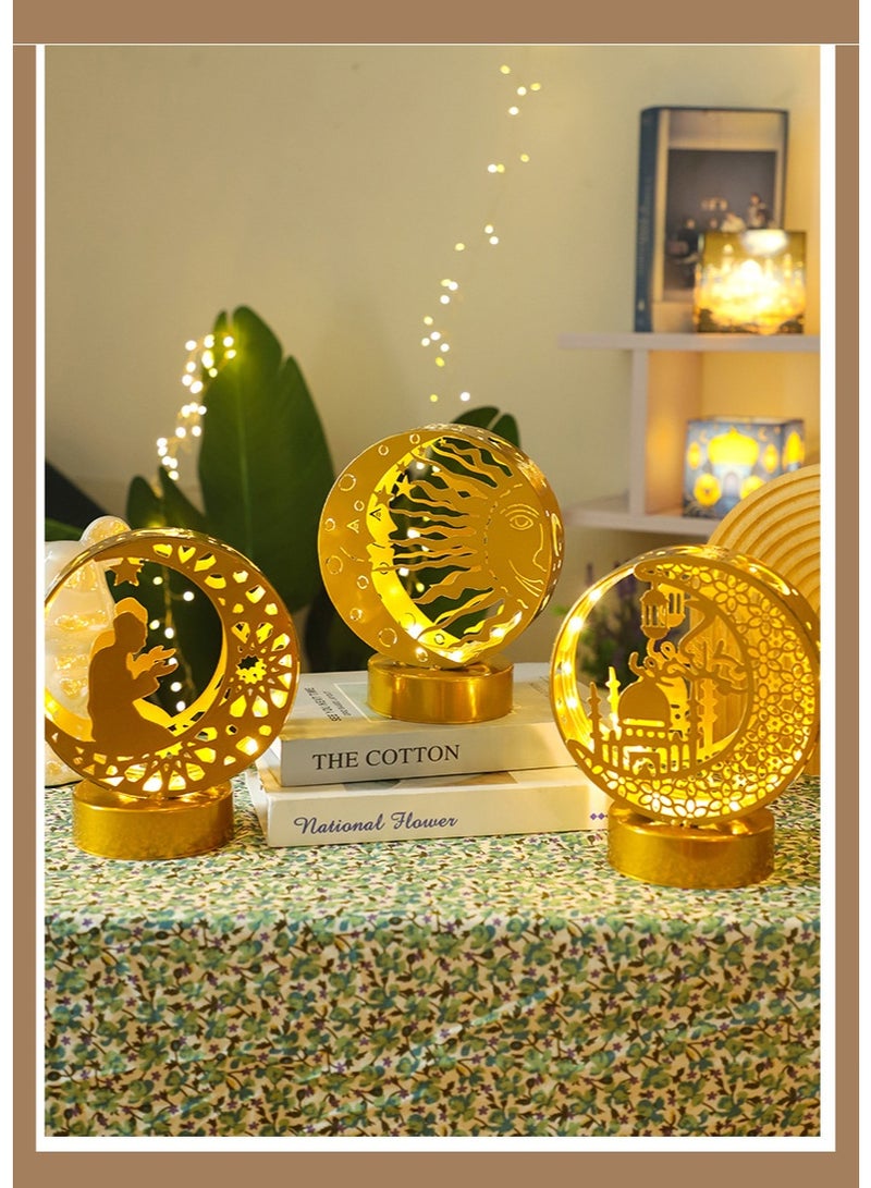 Golden Iron LED Decorative Moon Lamp with Islamic Castle Design - Image 4
