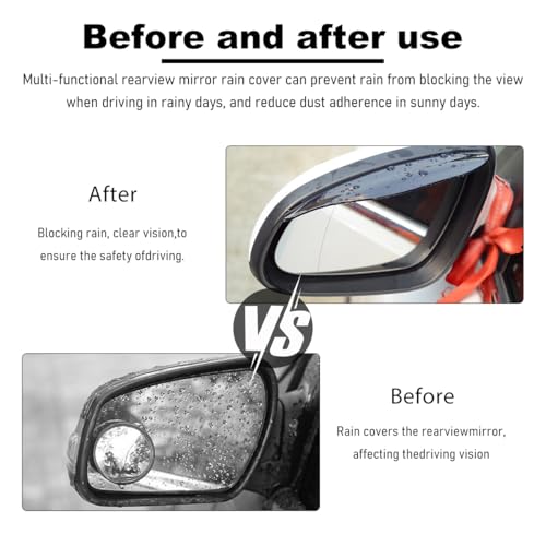 Wevdn 2 PCS Mirror Rain Visor Eyebrow, Waterproof PVC Auto Exterior Rear View Mirror Rain Visor Guard, Rainproof Side Mirror Rain Visor Eyebrow Cover for SUV Truck, Car Accessories (Carbon Fiber) - Image 4