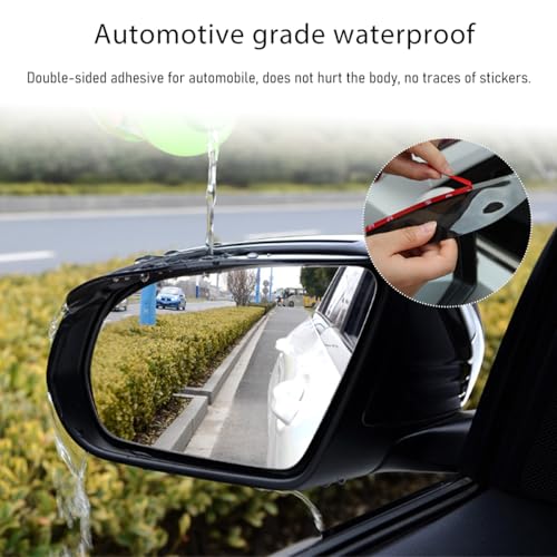 Wevdn 2 PCS Mirror Rain Visor Eyebrow, Waterproof PVC Auto Exterior Rear View Mirror Rain Visor Guard, Rainproof Side Mirror Rain Visor Eyebrow Cover for SUV Truck, Car Accessories (Carbon Fiber) - Image 5