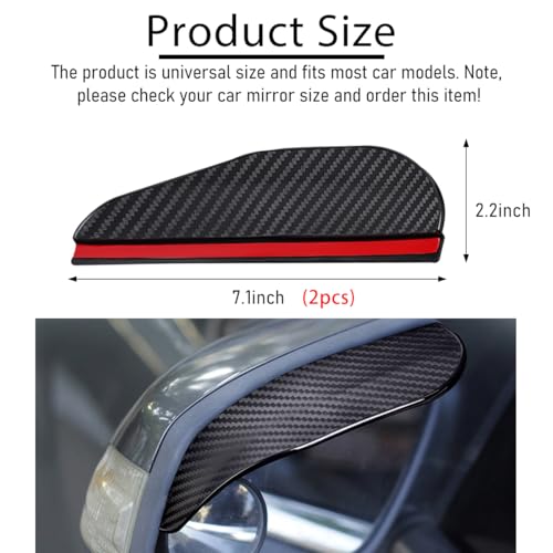 Wevdn 2 PCS Mirror Rain Visor Eyebrow, Waterproof PVC Auto Exterior Rear View Mirror Rain Visor Guard, Rainproof Side Mirror Rain Visor Eyebrow Cover for SUV Truck, Car Accessories (Carbon Fiber) - Image 2