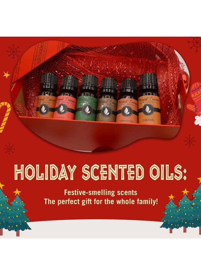 Eternal Essence Oils Holiday Fragrance Oil Gift Set - 6 Long Lasting Scents in 10mL Glass Bottles - Oils for Diffusers, Soap & Candle Making, Aromatherapy - Includes Candy Cane, Pumpkin Patch, & More  - Image 2