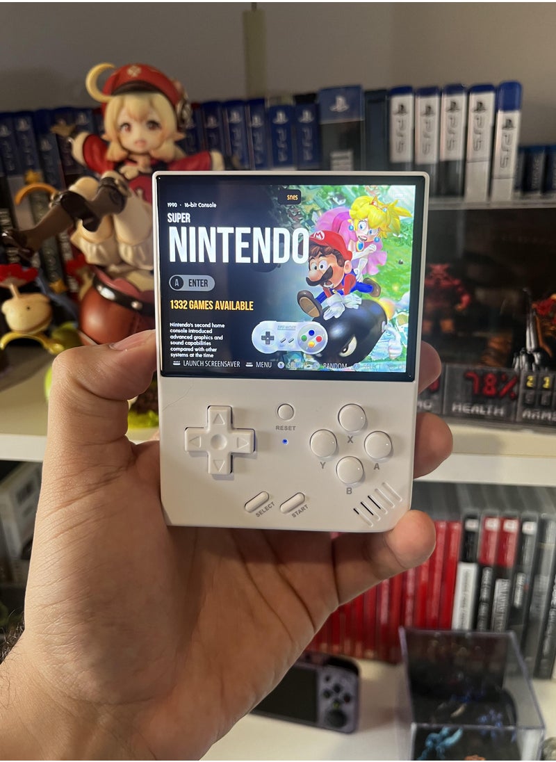 Generic - GAME CONSOLE R33S Handheld Retro Gaming Console Linux System with 128G TF Card, Preloaded with 15000+ Games, Retro Video Game Console 3.5-inch IPS Screen (White 128G) - Image 1