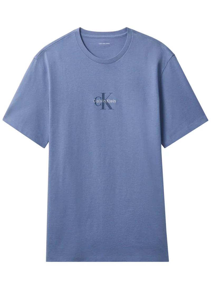 Calvin Klein Jeans Dusty Sailor Blue Monogram Logo T-Shirt for Men | Best Price UAE