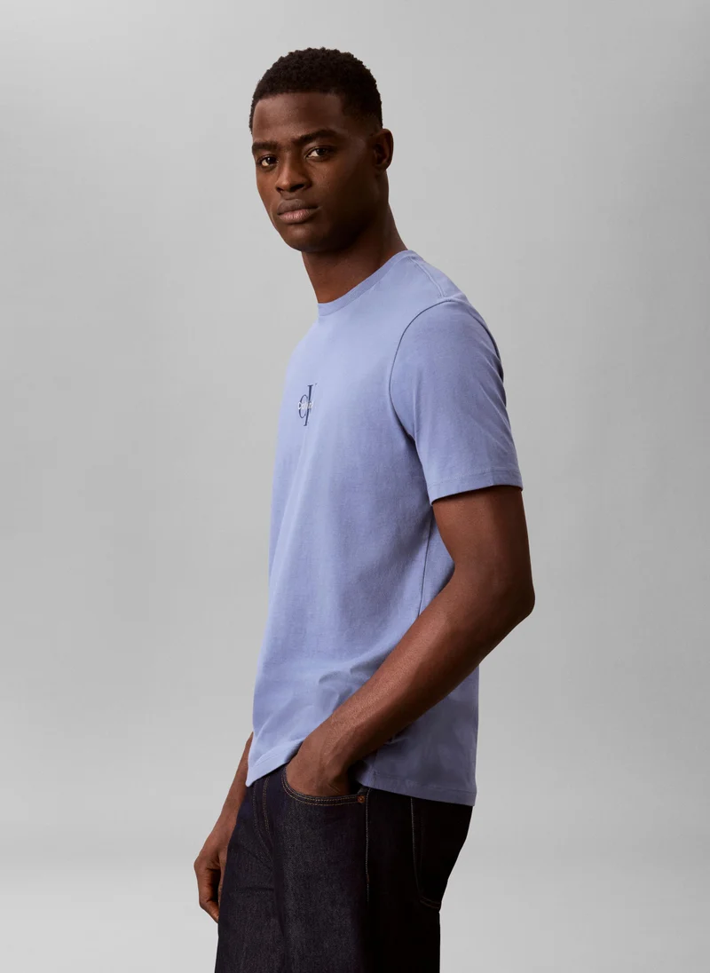 Calvin Klein Jeans Dusty Sailor Blue Monogram Logo T-Shirt for Men | Best Price UAE