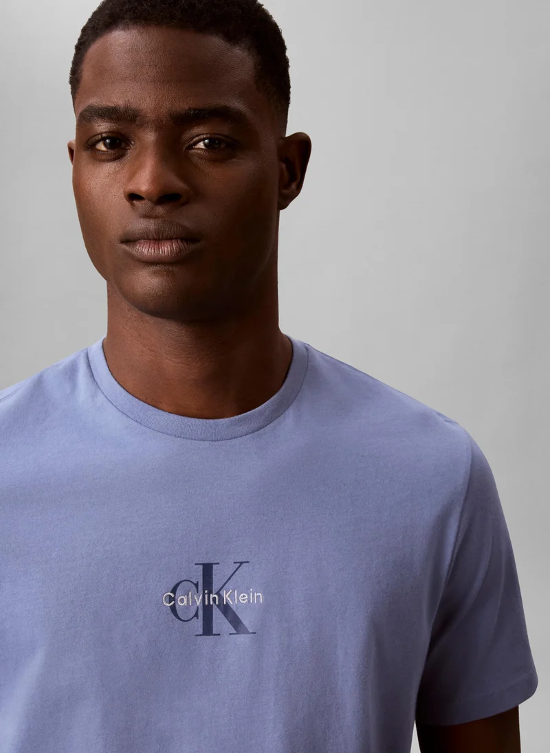 Calvin Klein Jeans Dusty Sailor Blue Monogram Logo T-Shirt for Men | Best Price UAE