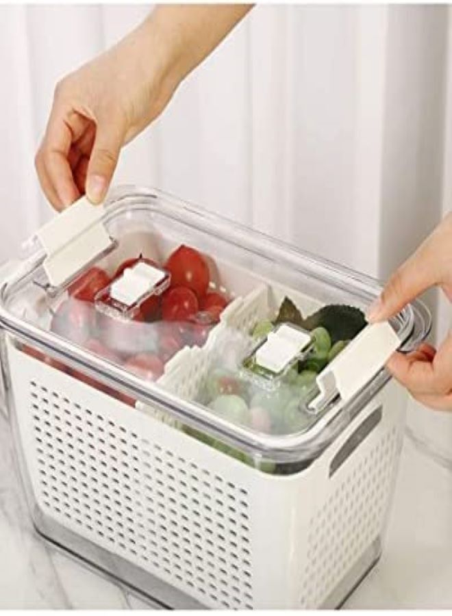 حاوية تخزين ثلاجة متوسطة مع سلة فواكه ذات طبقة مزدوجة - Image 2