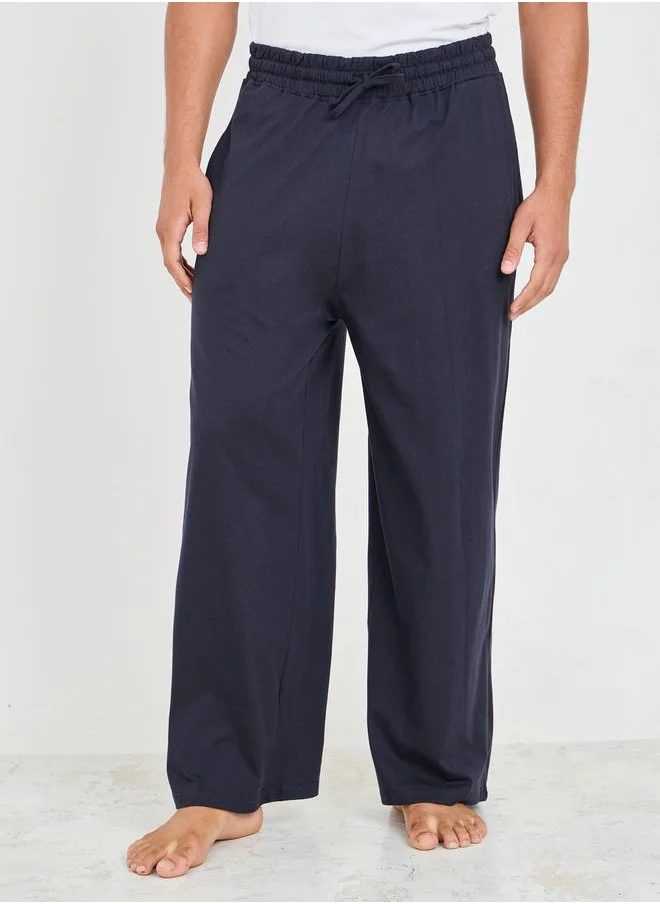 Styli Pocket Detail Wide Leg Pyjama with Drawstring Waistband