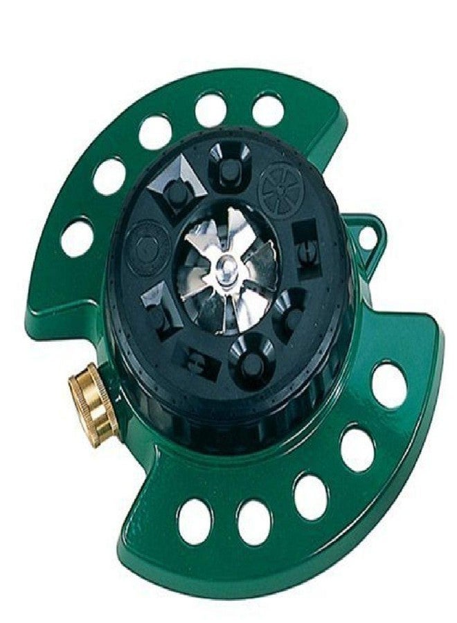 Dramm Metal Base, Green 15024 ColorStorm 9-Pattern Turret Sprinkler with Heavy-Duty Meta - Image 1
