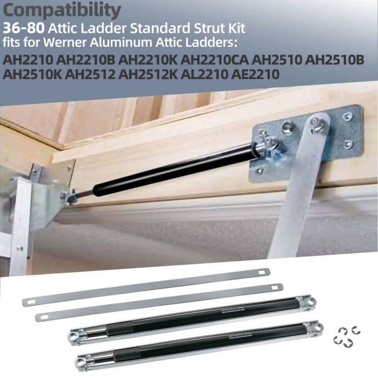 Sconva 36-80 Standard Strut Kit for Werner Aluminum Attic Ladders AH2210, AH2210B, AH2210K, AH2210CA, AH2510, AH2510B, AH2510K, AH2512, AL2210, AE2210 Replacement Parts - 1 Pair - Image 3