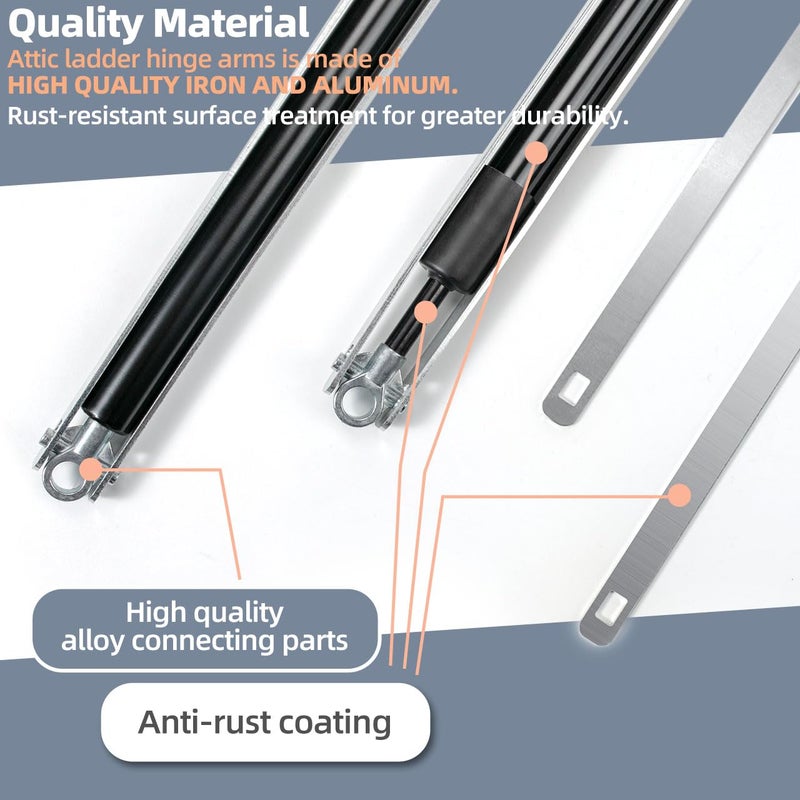 Sconva 36-80 Standard Strut Kit for Werner Aluminum Attic Ladders AH2210, AH2210B, AH2210K, AH2210CA, AH2510, AH2510B, AH2510K, AH2512, AL2210, AE2210 Replacement Parts - 1 Pair - Image 4