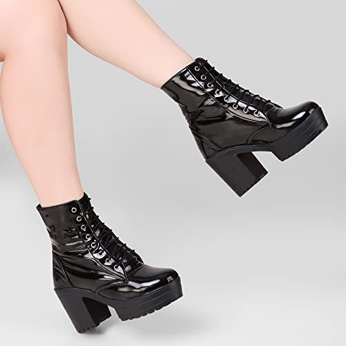 STRASSE PARIS Stylish preppy style boots for women, Lace-up Fashion boots with thick high-heeled boots and solid color design - Image 4