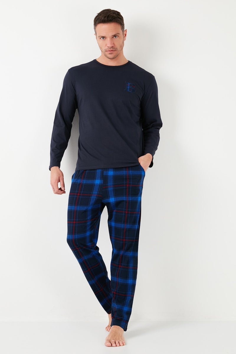 Buratti Cotton Regular Fit Long Sleeve Men's Pajama Set with Elastic Waist 6572007  - Image 2