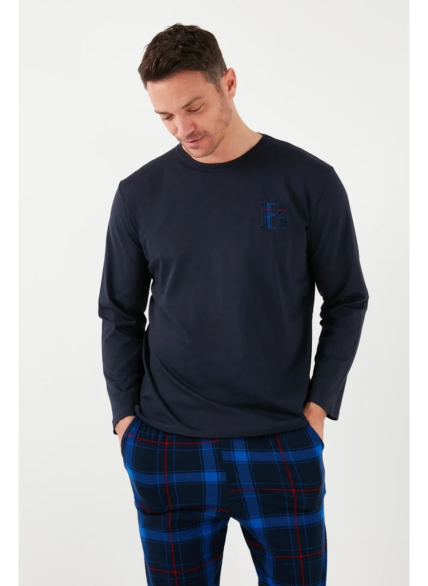 Buratti Cotton Regular Fit Long Sleeve Men's Pajama Set with Elastic Waist 6572007