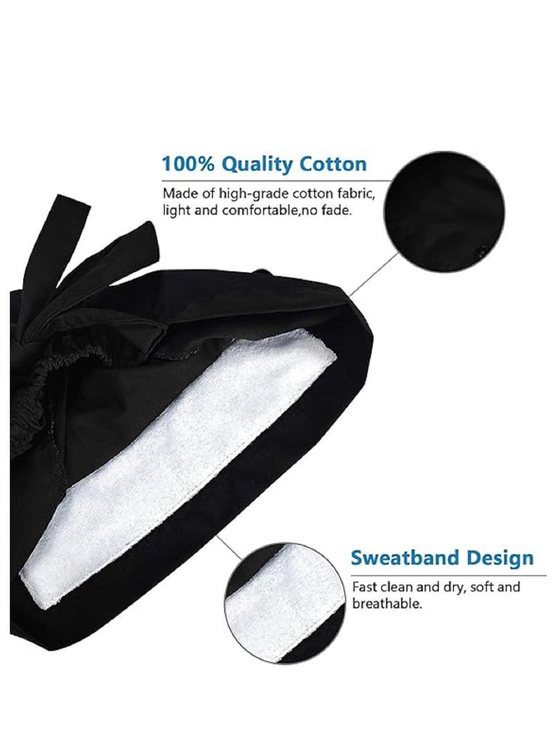 عبوة من 3 قبعات جراحية للذكور والإناث قبعة قطنية للتمريض مع أزرار وحزام عرق قابل للتعديل - Image 3