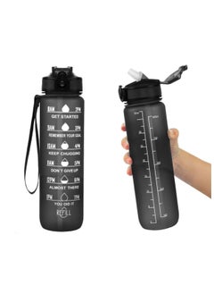 S2C Water Bottle 1L Tritan Plastic Water Bottle With Time Markers, Leak Proof Water Bottle For Kids, School Water Bottles  - Image 1