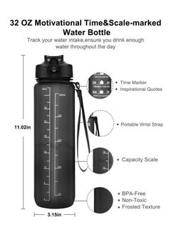 S2C Water Bottle 1L Tritan Plastic Water Bottle With Time Markers, Leak Proof Water Bottle For Kids, School Water Bottles  - Image 2